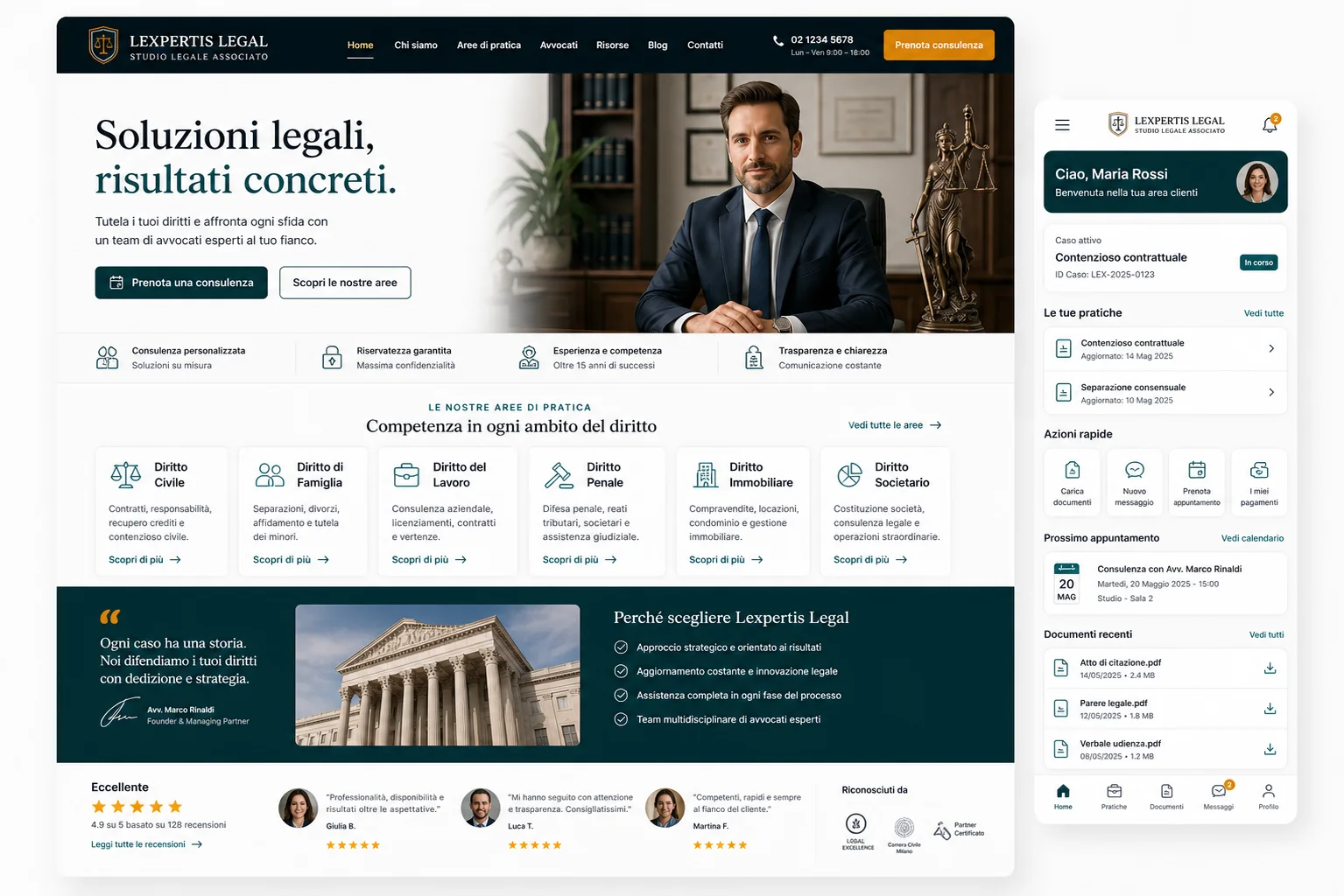 Esempio reale di sito web professionale per studio legale